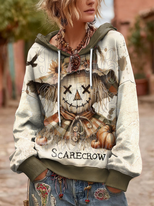 Women's Vintage Scarecrow Oversized Hooded Sweatshirt