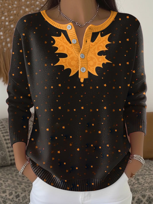 Women's Autumn Dark Colours Henley neck sweater