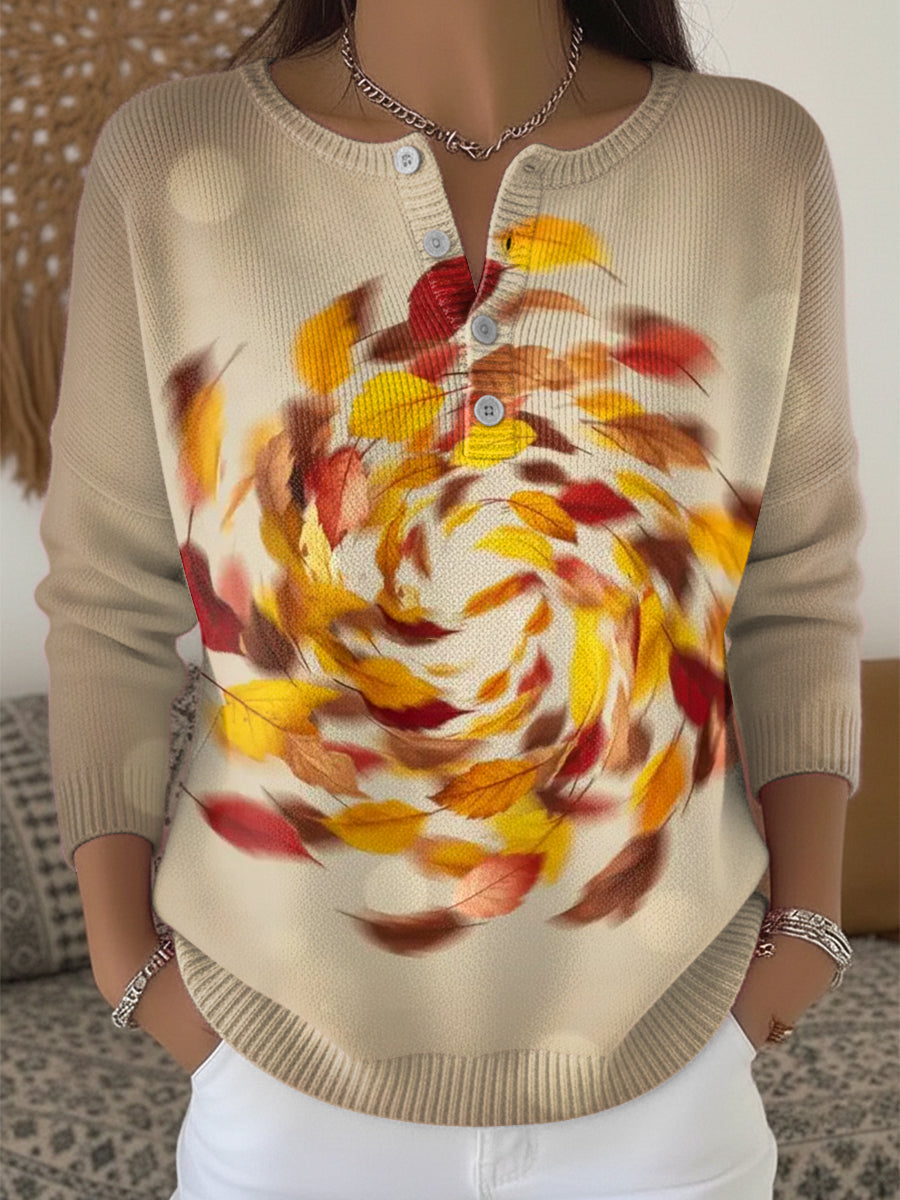 Women's Creative Thanksgiving Sweater Henley neck sweater