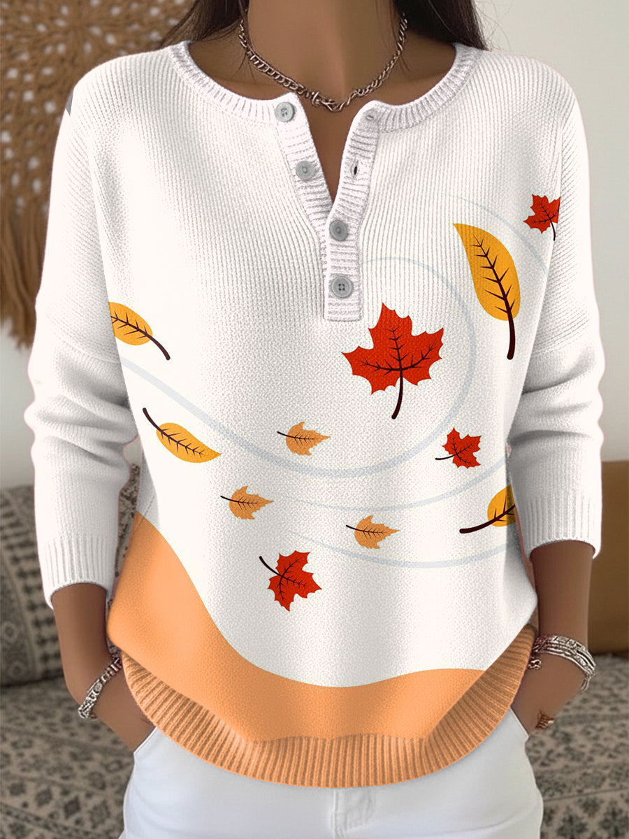 Women's Thanksgiving Simplicity Henley neck sweater