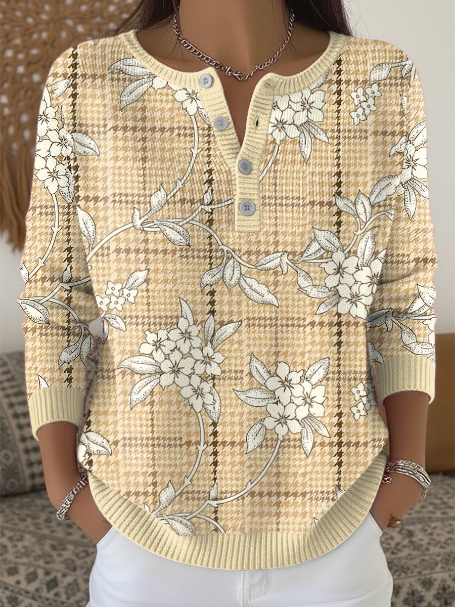 Women's Yellow Autumn Henley neck sweater