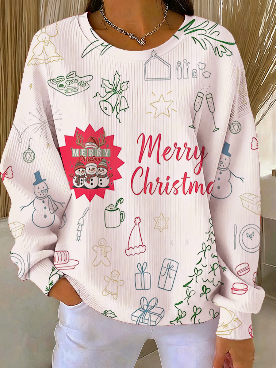 Women's Christmas Art Print Long Sleeve Sweatshirt