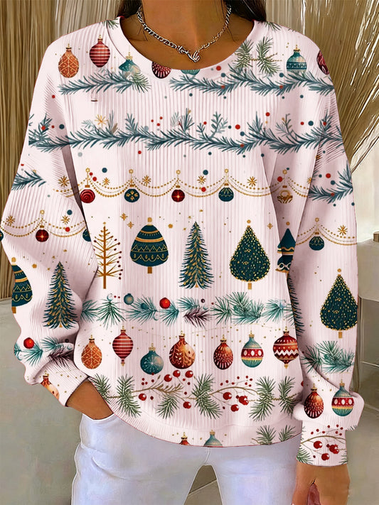 Women's Christmas Art Print Long Sleeve Sweatshirt