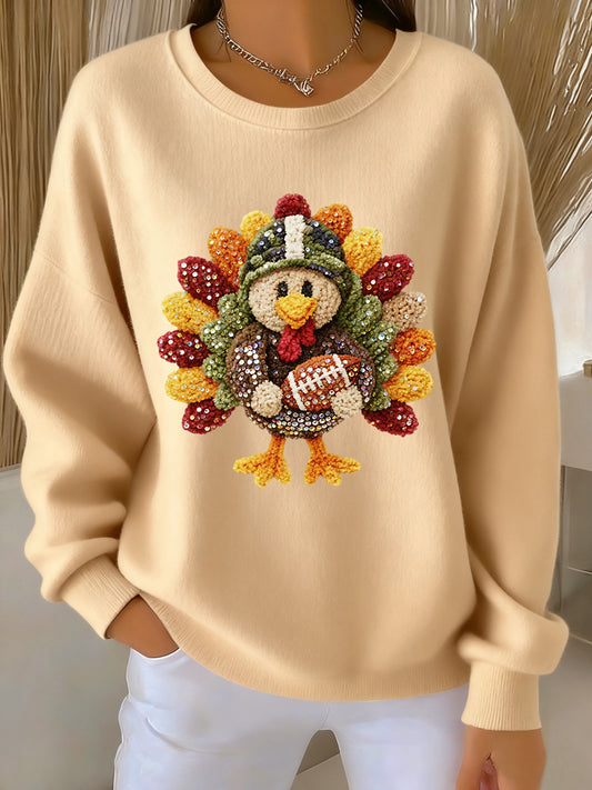 Women's Thanksgiving Turkey Art Casual Pullover Sweatshirt