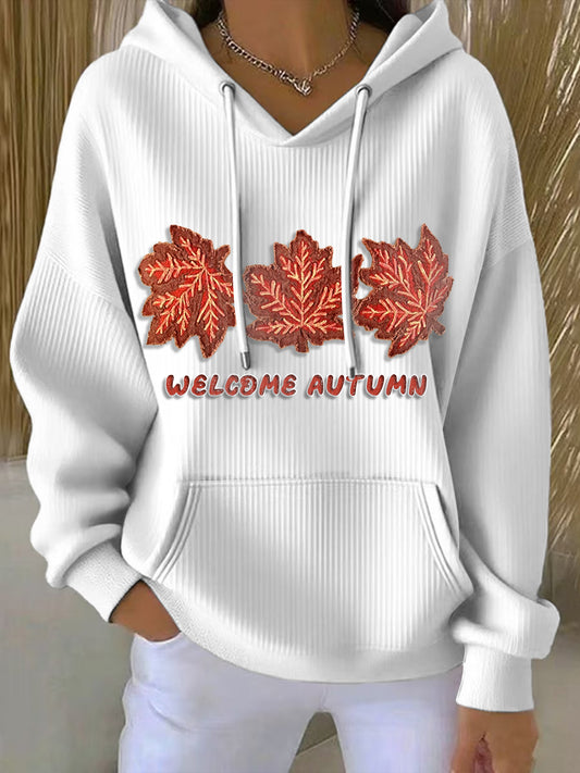 Women's Autumn Maple Leaf 3D Hooded Sweatshirt