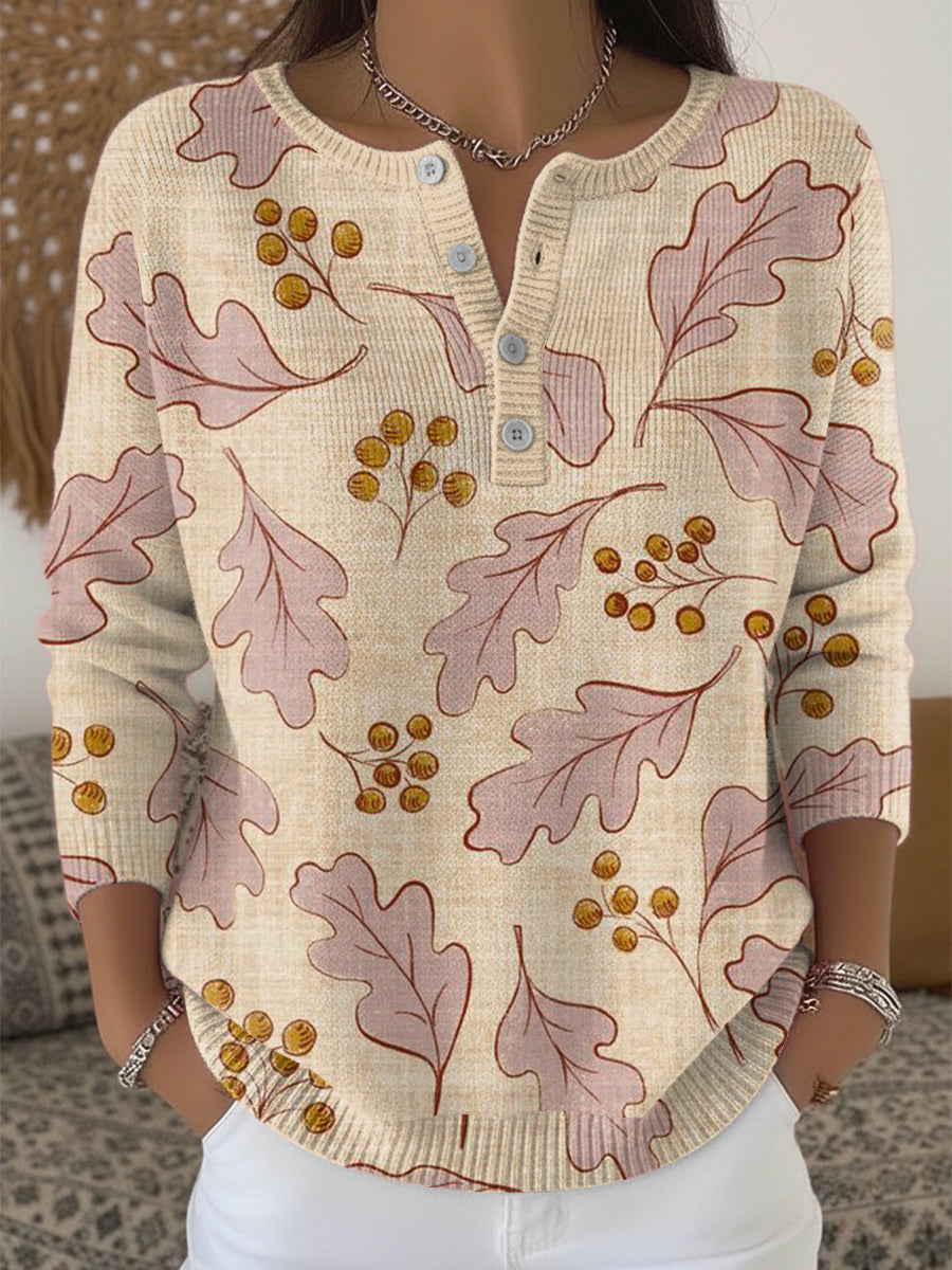 Women's Thanksgiving Casual Henley neck sweater