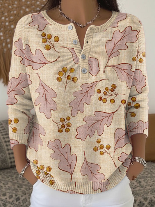 Women's Thanksgiving Casual Henley neck sweater