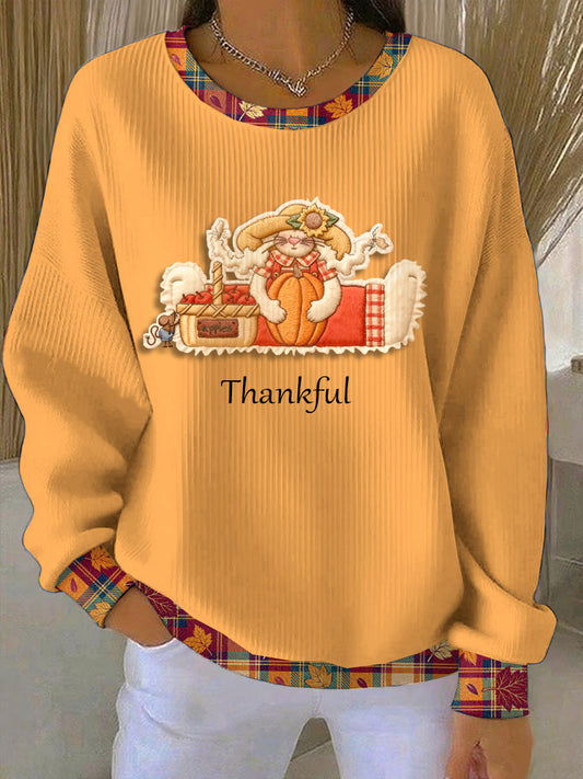Women's Creative Patchwork Thanksgiving Sweatshirt