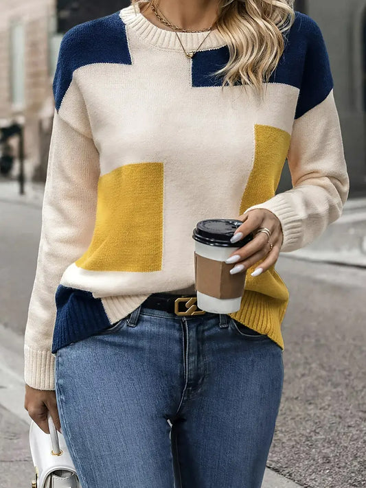 Women's Vintage Christmas Art Print Comfortable Casual Sweater