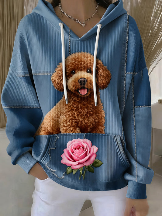 Women's Vintage Animal Art Print Casual Retro Hoodie
