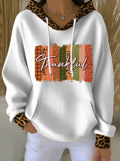 Women's Thankful Leopard Print Hoodie