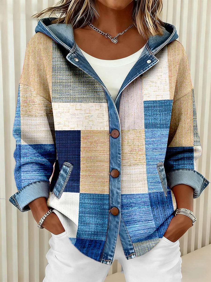 Women's Vintage Geometric Pattern Patchwork Art Cardigan