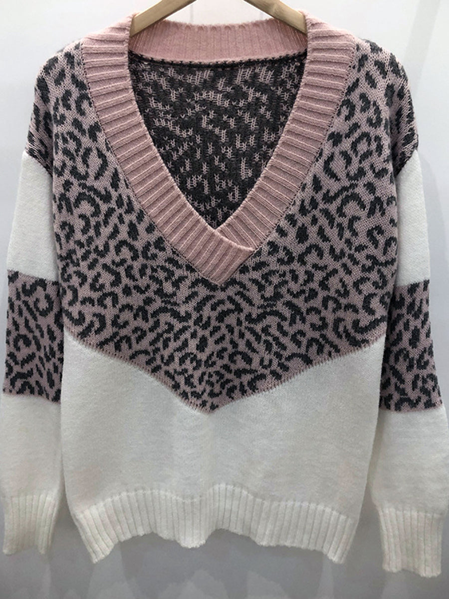Women's Casual Leopard  Knitted Sweater