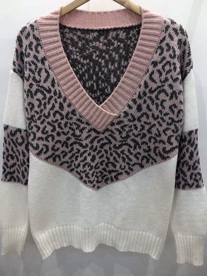 Women's Casual Leopard  Knitted Sweater