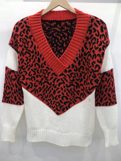 Women's Casual Leopard  Knitted Sweater