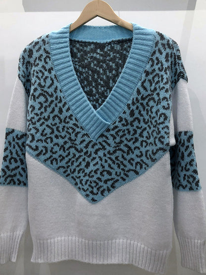 Women's Casual Leopard  Knitted Sweater