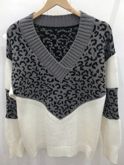 Women's Casual Leopard  Knitted Sweater