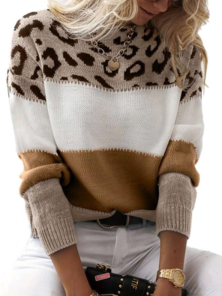 Women's Casual Leopard Knitted Sweater