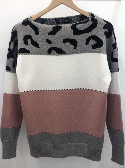 Women's Casual Leopard Knitted Sweater