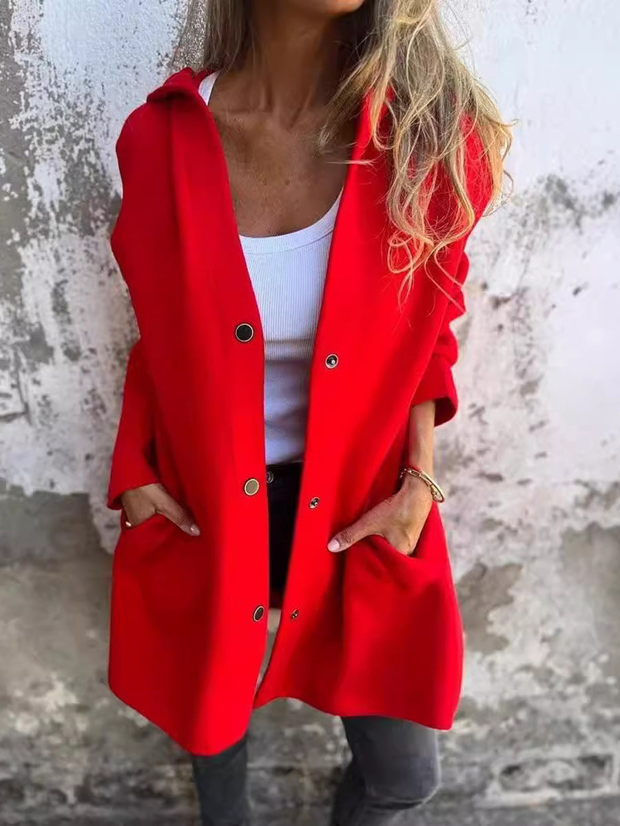 Women's Casual Solid Color Mid-Length Coat