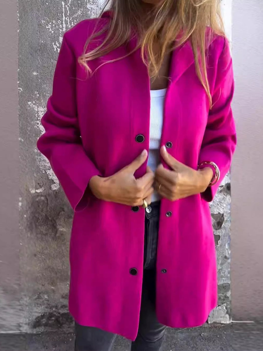 Women's Casual Solid Color Mid-Length Coat