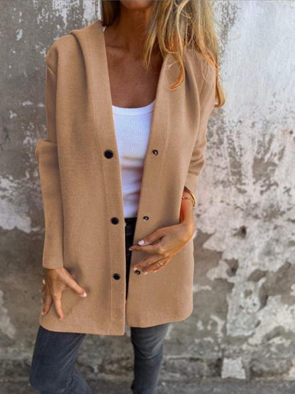 Women's Casual Solid Color Mid-Length Coat
