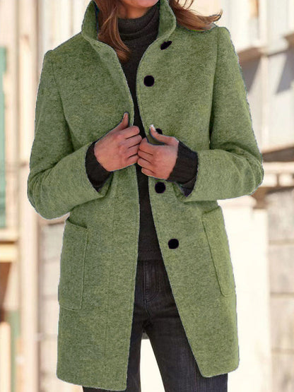 Women's Mid-Length Stand-Up Collar Coat