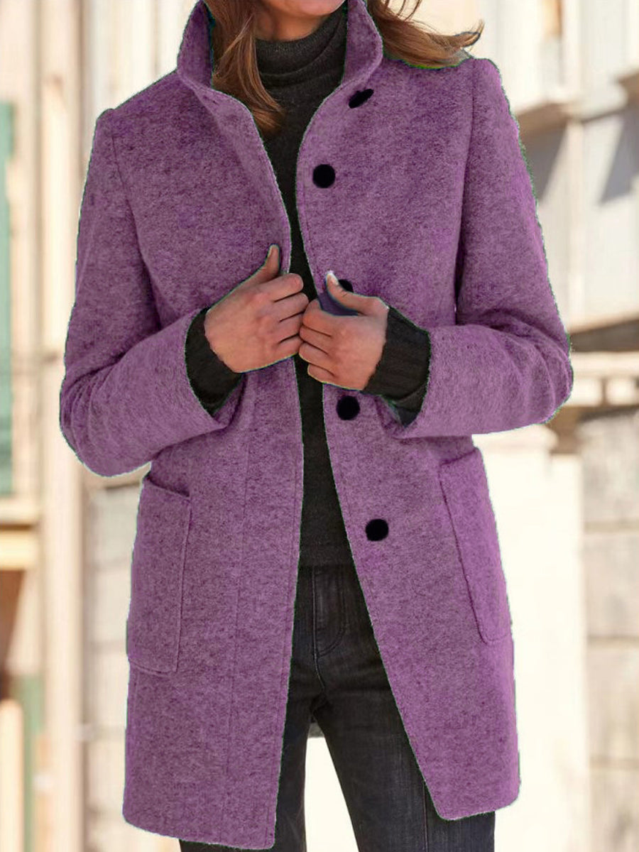 Women's Mid-Length Stand-Up Collar Coat