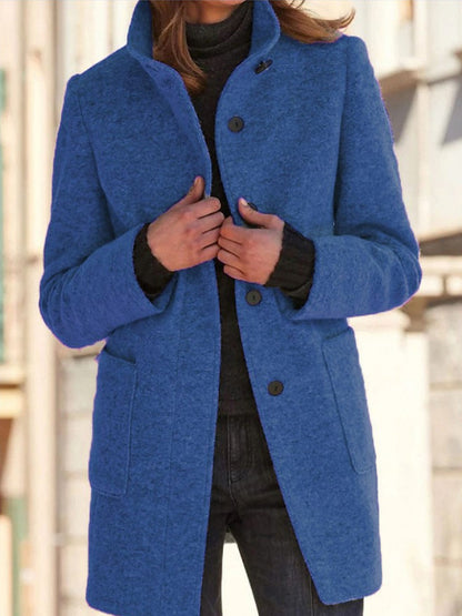 Women's Mid-Length Stand-Up Collar Coat