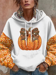 Women’s Thanksgiving Print Casual Hoodie White / S