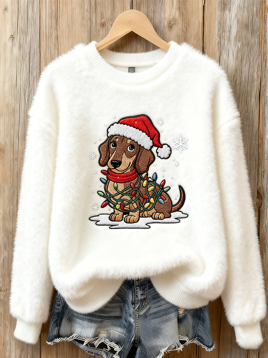 Women’s Vintage Christmas Art Print Cozy Flannel Sweatshirt A / S