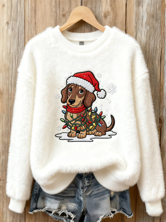 Women’s Vintage Christmas Art Print Cozy Flannel Sweatshirt A / S