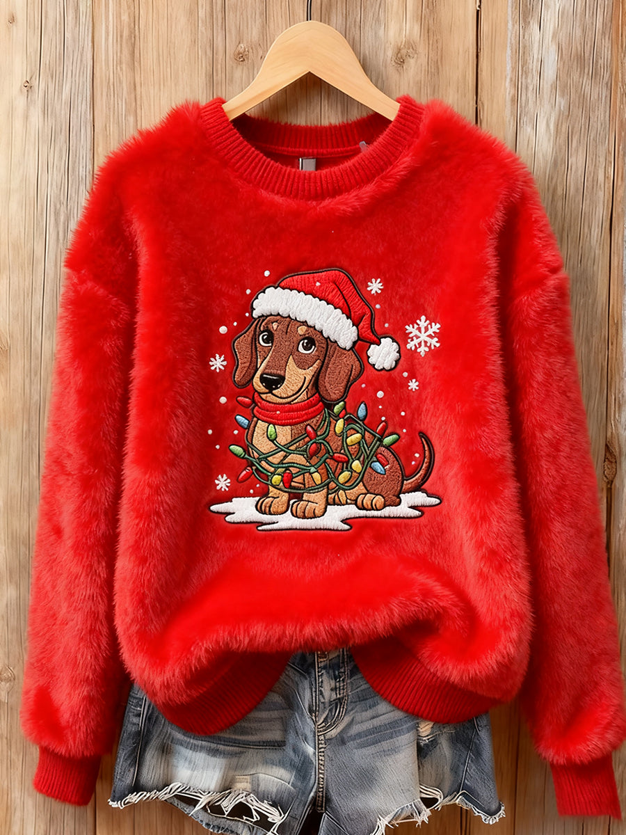 Women’s Vintage Christmas Art Print Cozy Flannel Sweatshirt B / S