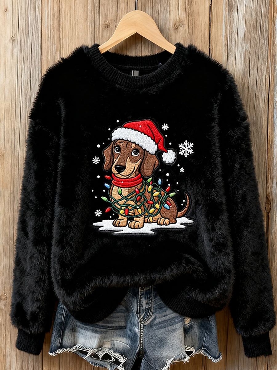 Women’s Vintage Christmas Art Print Cozy Flannel Sweatshirt C / S