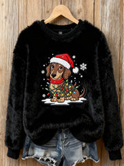 Women’s Vintage Christmas Art Print Cozy Flannel Sweatshirt C / S