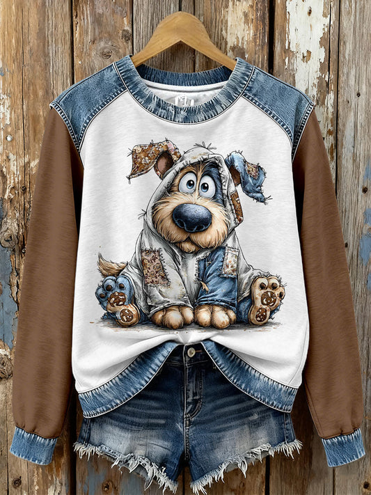 Women’s Fun Dog Print Sweatshirts As picture / S