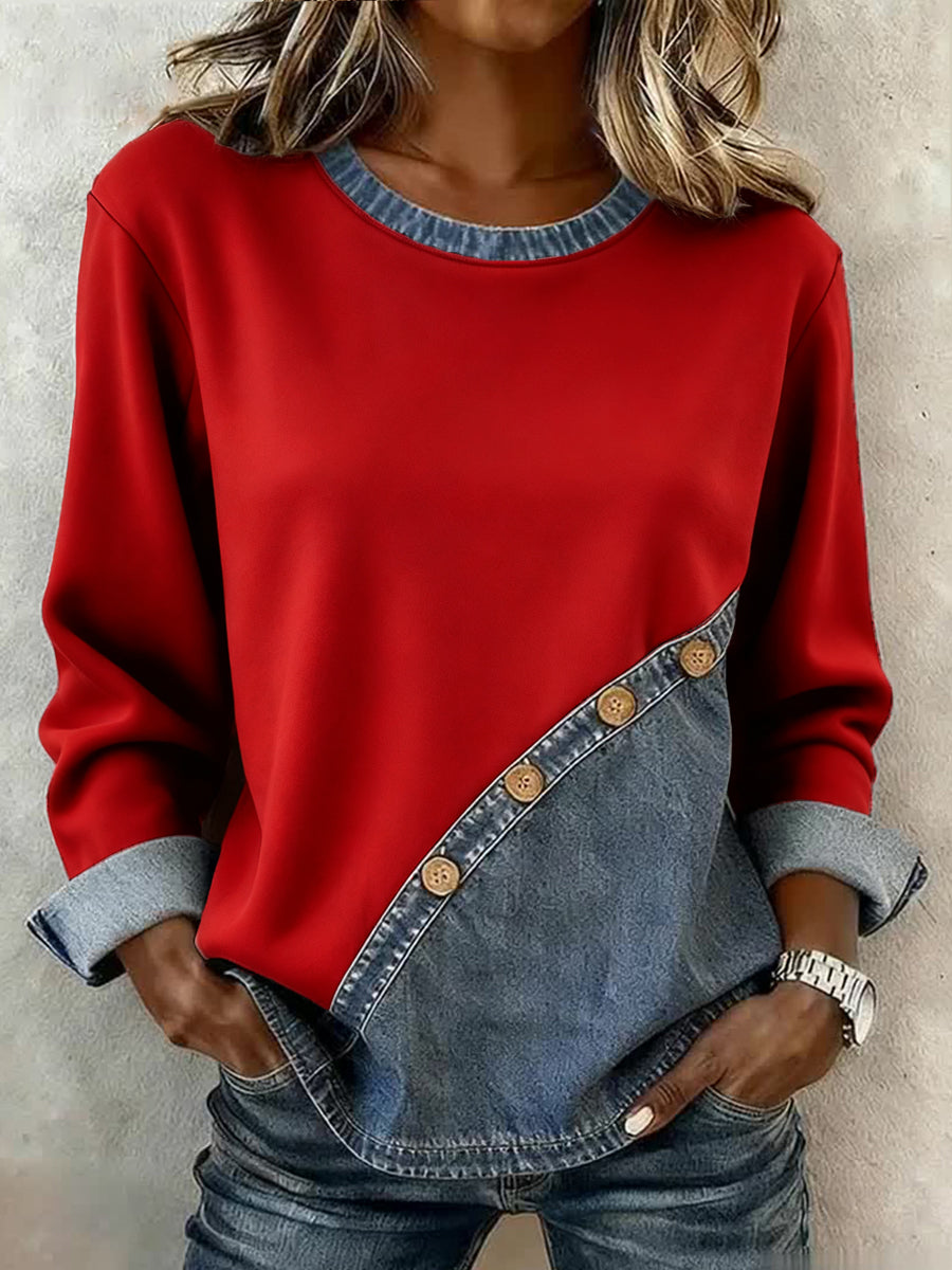 Women's Christmas Inspired Patchwork Art Sweatshirt