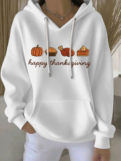 Women's Thanksgiving Print Casual Hoodie