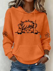 Women’s Highland Cow Print Casual Top Orange / S