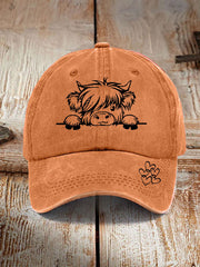 Highland cow print casual unisex cap Orange / ONE