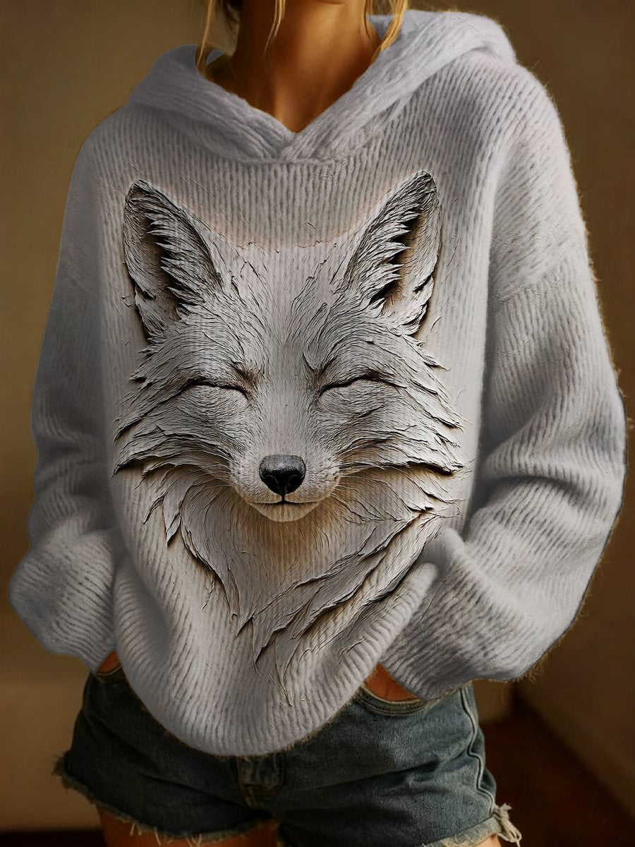 Women's Winter Fox Art Print Sweater