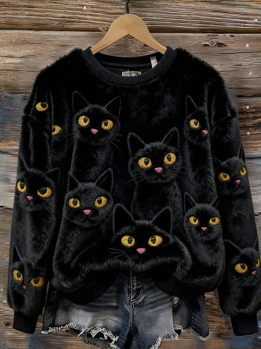 Women’s Retro Animal Art Print Comfortable Flannel Sweatshirt A / S