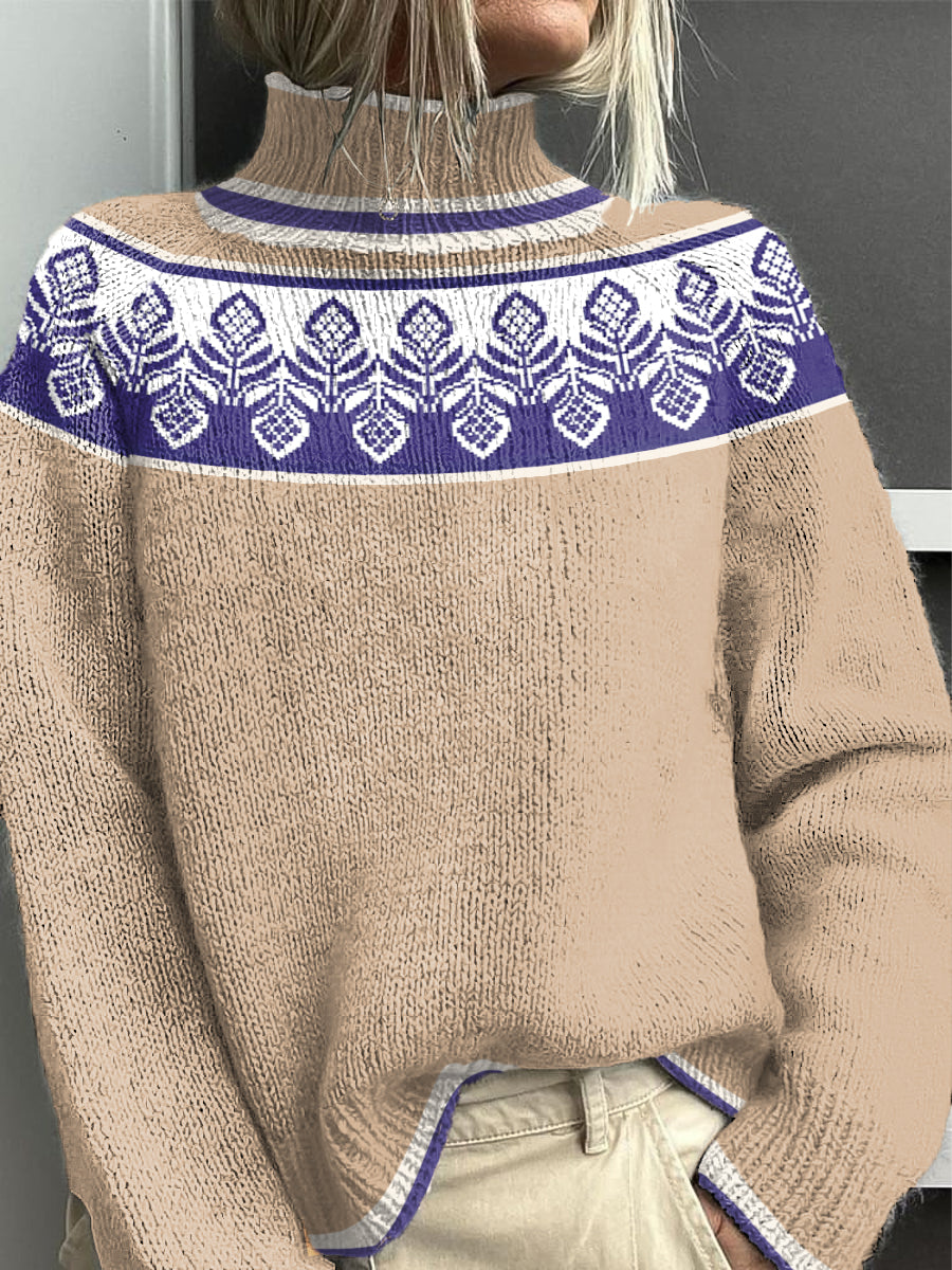 Women's Khaki Fair Isle Winter Sweater