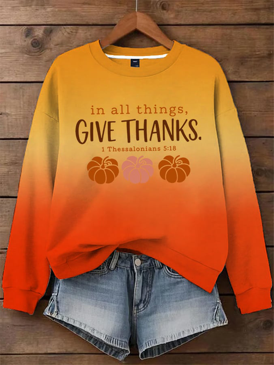 Women's Thanksgiving Blessing Printed Sweatshirt