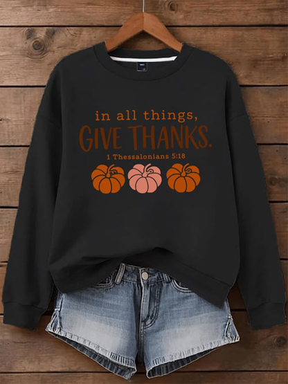 Women's Thanksgiving Blessing Printed Sweatshirt