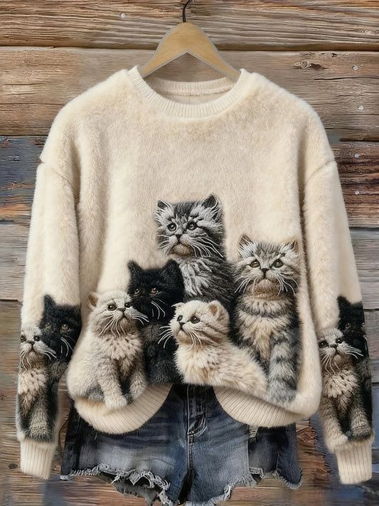 Women’s Retro Animal Art Print Casual Flannel Top A / S