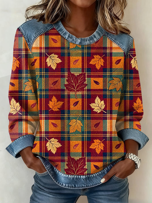 Women's Thanksgiving Pattern Patchwork Art Sweatshirt