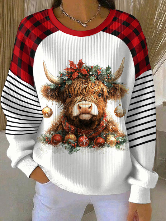 Women’s Christmas Highland Printed Sweatshirt Red / S