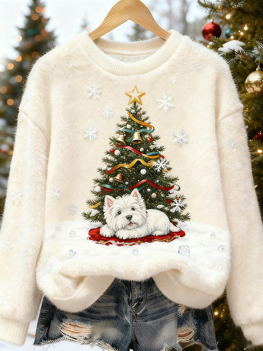 Women’s Retro Animal Christmas Art Print Casual Flannel Top A / S