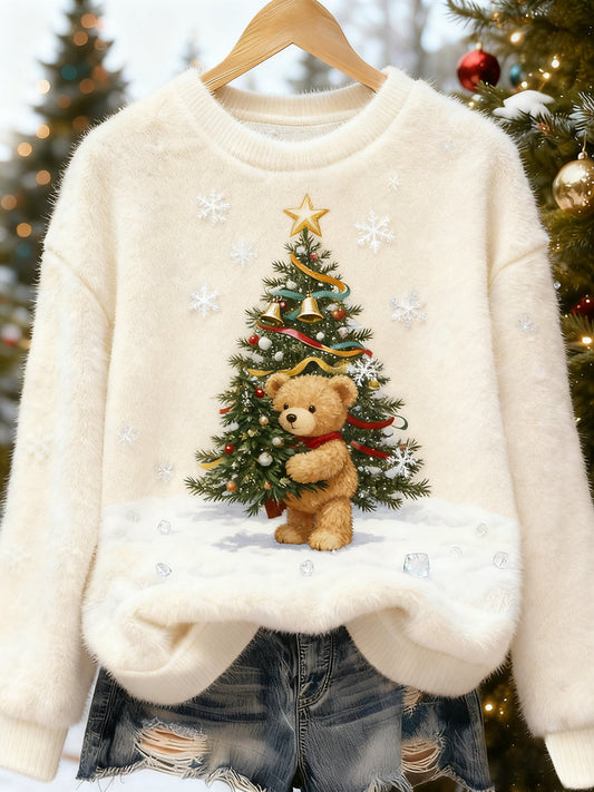 Women’s Retro Animal Christmas Art Print Casual Flannel Top A / S